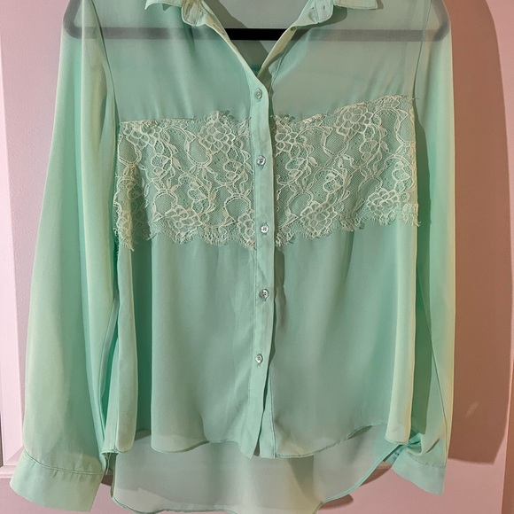 Lime Blue Blouse- Large- Mint colour - Picture 4 of 4